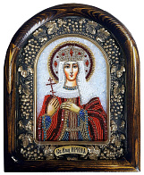 Икона Святая Великомученица Ирина бисер гранат