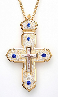 Наперсный православный крест с позолотой