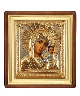 Икона живописная в киоте 24х30 масло, риза №26, киот №1 Казанская БМ