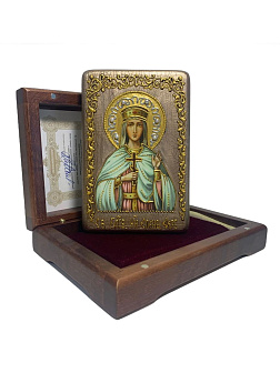 Настольная икона ''Святая благоверная княгиня Елена Сербская'' на мореном дубе