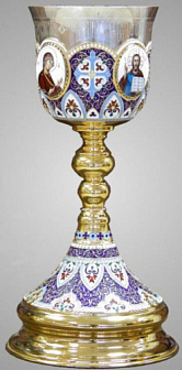 Потир 1.0л 4-финифти, филигрань, эмаль / золочение / серебряный стакан (УИН)