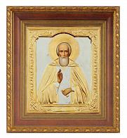Икона живописная в киоте 24х30 масло, риза №191, матовое золочение, киот №22 Сергий Радонежский