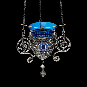 Лампада подвесная №102 серебрение чернение