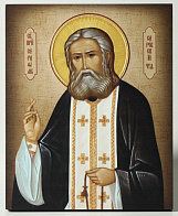 Икона на доске 13х15 объёмная печать, лак Серафим Саровский 1