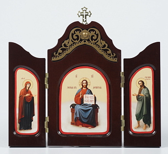 Cкладень "Господь Вседержитель Богородица Казанская", резной (узор малый)