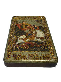 Икона ручной работы ''Чудо о змие Георгий Победоносец''