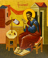 Икона Матфей Евангелист Апостол на холсте в киоте 101 09М67_KRA