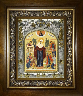 Икона освященная Всех скорбящих Радость Божией Матери в деревянном киоте
