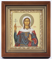 Икона в киоте 11х13 сложный, темпера, рамка золочёная Вера