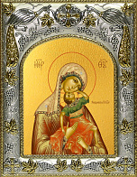 Икона Пресвятой Богородицы АКИДИМСКАЯ (Взыграние Младенца)(СЕРЕБРЯНАЯ РИЗА)