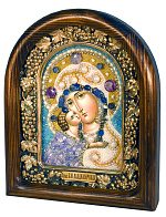 Икона ручной работы из нат. камней ''Пресвятая Богородица Владимирская''