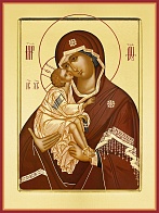 Икона Богородица Донская на основе из дерева с золочением