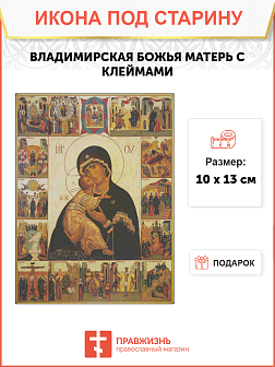 Икона Владимирская Божья Матерь с клеймами
