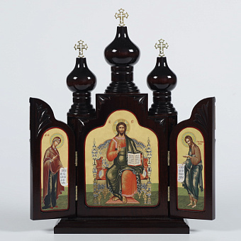 Cкладень "Господь Вседержитель; Богородица Казанская", , резная, фото Cкладень "Господь Вседержитель; Богородица Казанская", , резная, фото