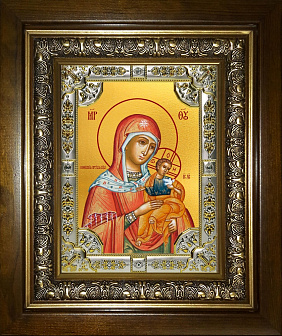 Икона освященная Коневская Божия Матерь в деревянном киоте