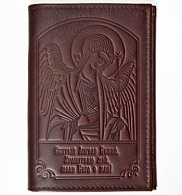 Обложка паспорт, тиснение Ангел Хранитель, крыло пластик   коричневая