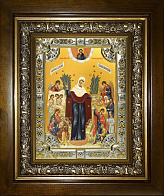 Икона освященная Всех скорбящих Радость Божией Матери в деревянном киоте