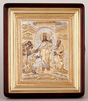 Икона живописная в киоте 24х30 масло, риза №255, киот №1 Воскресение Христово
